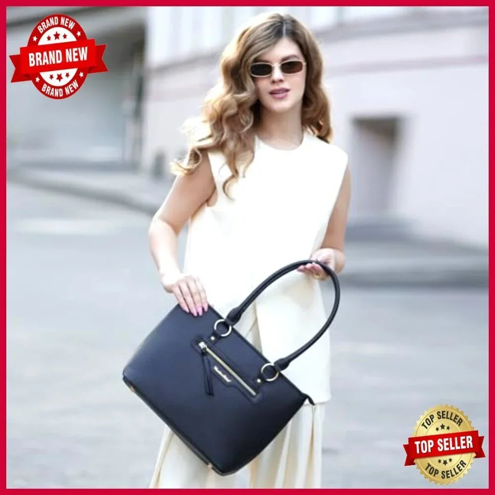 Large Tote and Crossbody Bag Set, Vegan Leather, Durable Hardware